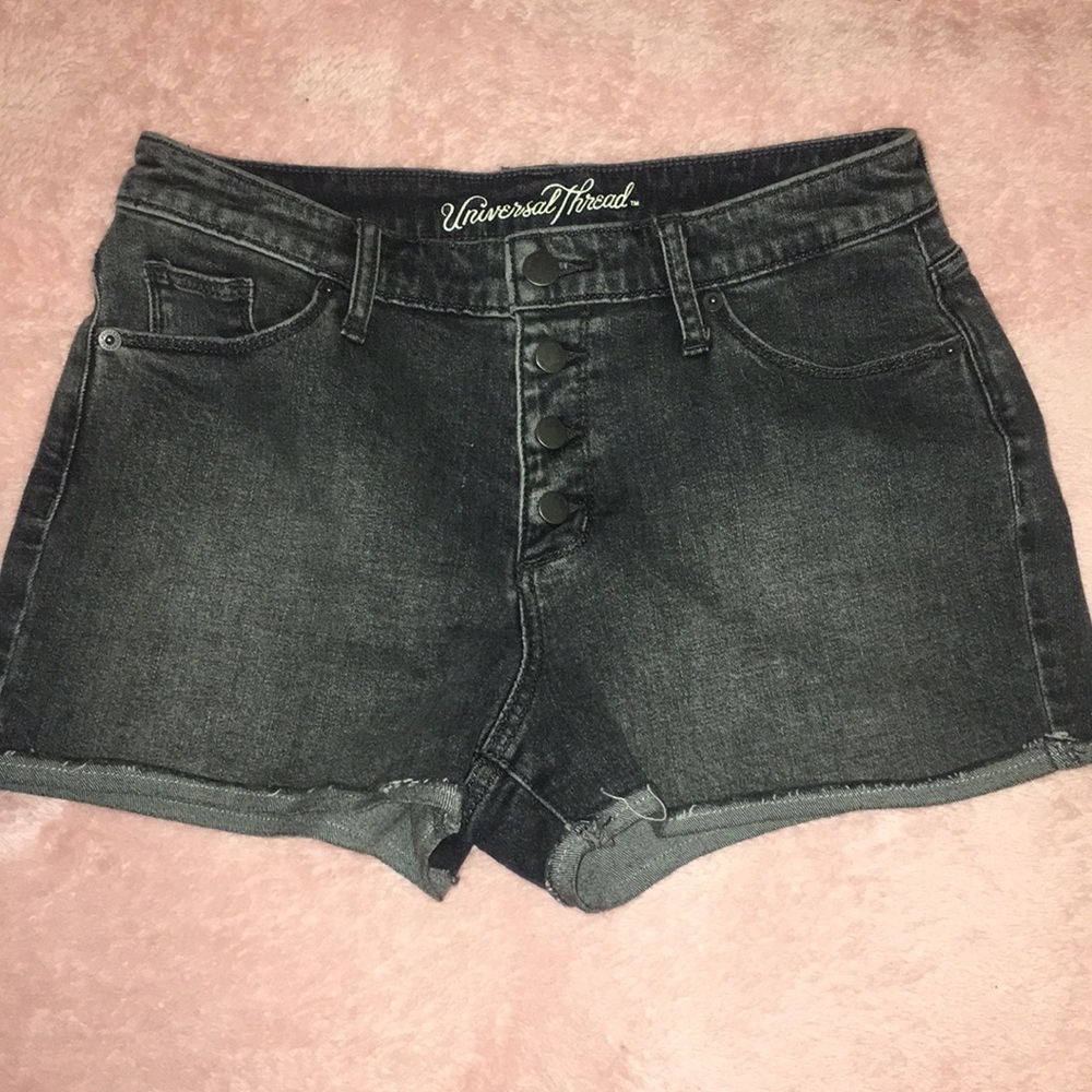 Black denim shorts